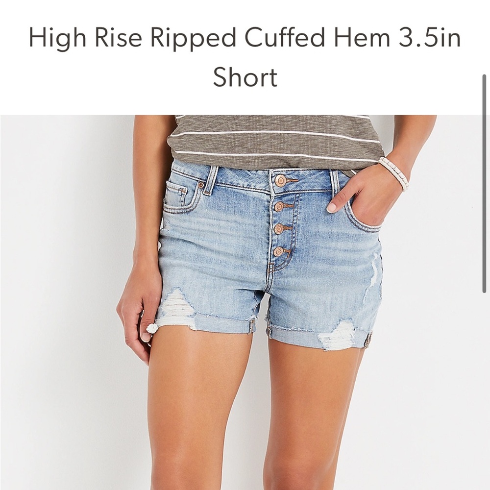 Maurices High Rise Ripped Cuffed Hem 3.5in Short